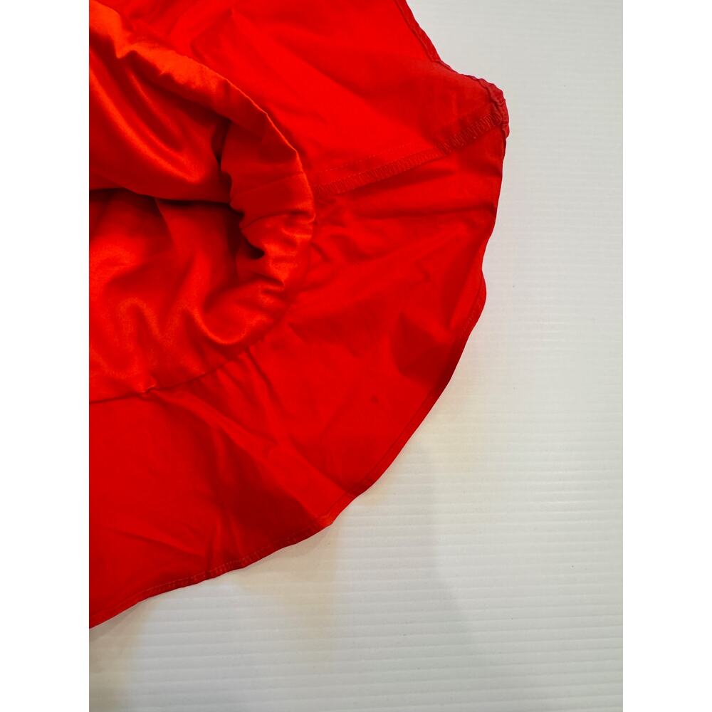 Bardot The Amie Red Ruched Mini Dress Puff Sleeve Ruffle Hem NWT L 10 Cotton - Picture 7 of 16